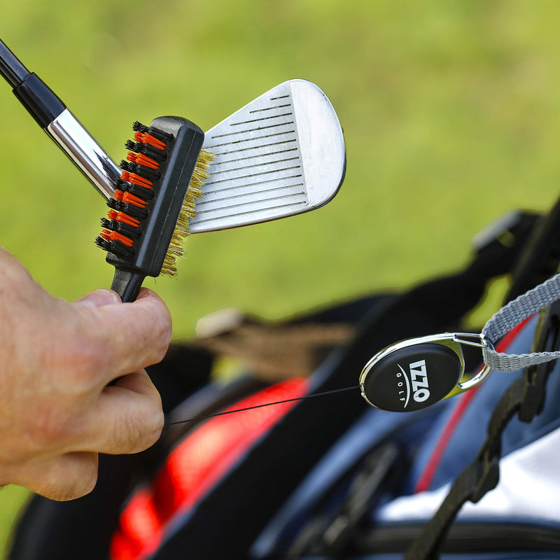 Izzo Golf Double Sided Golf Club Brush - Includes Golf Club Scrub Brush, Golf Club Groove Cleaner & Retractable Zinger for Golf Bag - BeesActive Australia