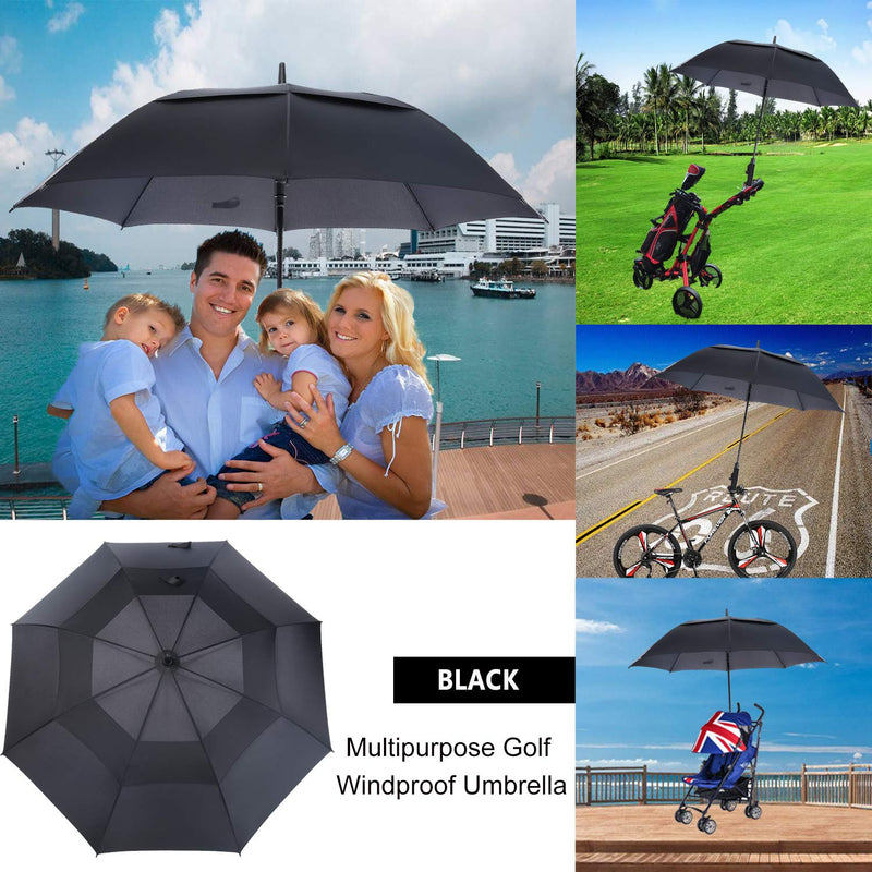 MRTLLOA 54/62/68/72 Inch Automatic Open Golf Umbrella, Extra Large Oversize Double Canopy Vented Windproof Waterproof Stick Umbrellas for Rain Black 62 inch - BeesActive Australia