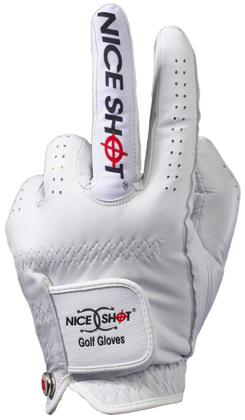 Nice Shot Bundle The Bird Men's Left Hand XLarge White Cabretta Leather Golf Glove + Nice Shot Patented Design Golf Tees - Express Yourself - 3 1/4 Inch Golf Tees - 12 Pack - BeesActive Australia