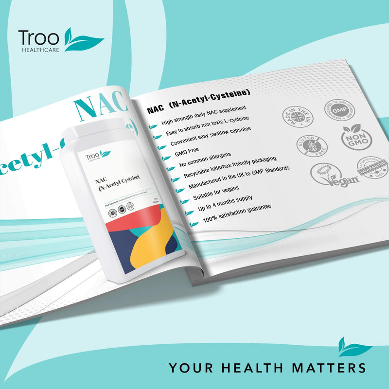 Troo NAC Supplement 600mg - 120 Capsules - N Acetyl Cysteine Amino Acid Providing Non Toxic Stable Form of L-Cysteine - UK Manufactured to GMP Standards - BeesActive Australia