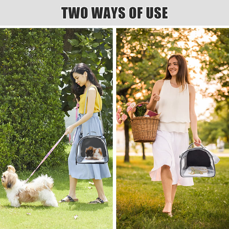 Small Animal Carrier Bag, Upgraded Portable Guinea Pig Carriers for 2, Transparent Hamster Carrying Case, Reptile Rat Rabbit Bearded Dragon Hedgehog Carrier Bag for Travel, Hiking, Walking, Outdoor Black - BeesActive Australia