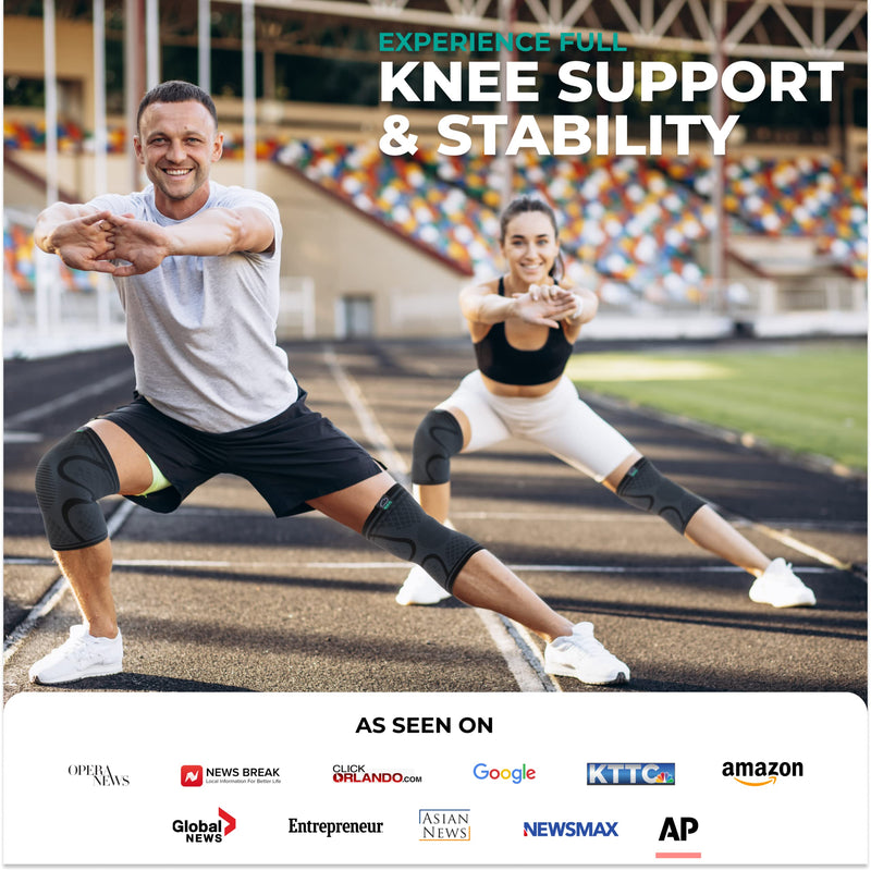 Modvel Knee Braces for Knee Pain Women & Men - 2 Pack Knee Brace for Knee Pain Set, Knee Brace Compression Sleeve, Knee Support for Knee Pain Meniscus Tear, ACL & Arthritis Pain Relief - Knee Sleeves Medium A Black - BeesActive Australia