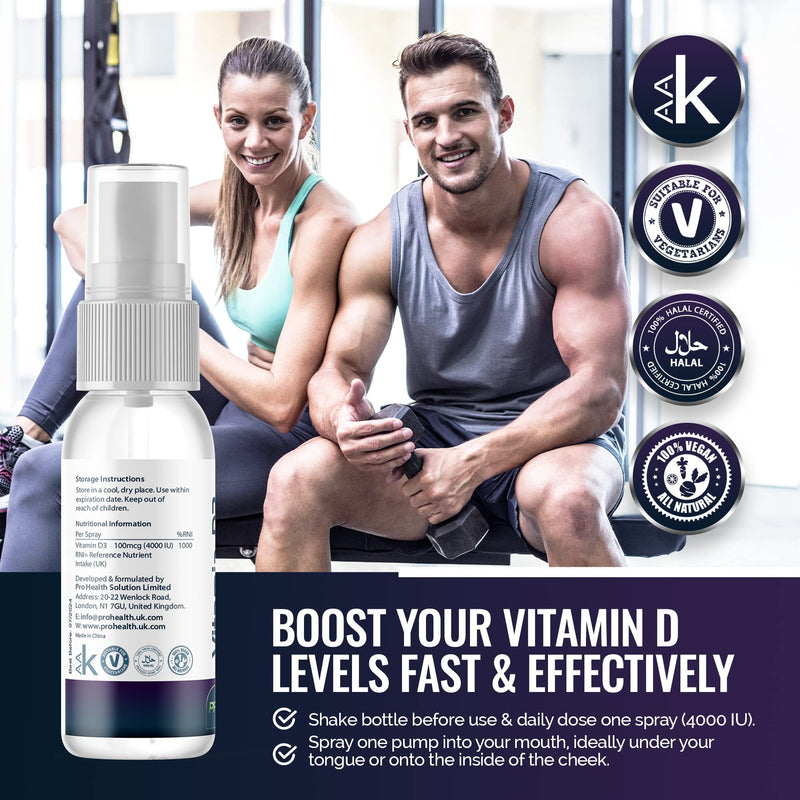 Vegan Vitamin D Oral Spray - Max Strength 4,000 IU - 4 Months Supply - Natural Peppermint Flavour - Preservative-Free, Non-GMO, Natural Ingredients for Healthy Bone, Teeth, Muscle and Immune System 4,000 IU Spray - 4 Month Supply - BeesActive Australia