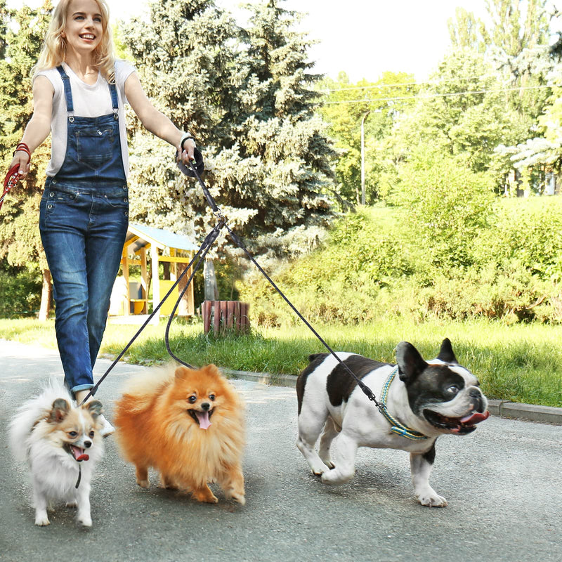 Xcellent Global Double Dog Leash Coupler No Tangle with Soft Handle for Two Small/Medium Dogs 3 Way Black - BeesActive Australia