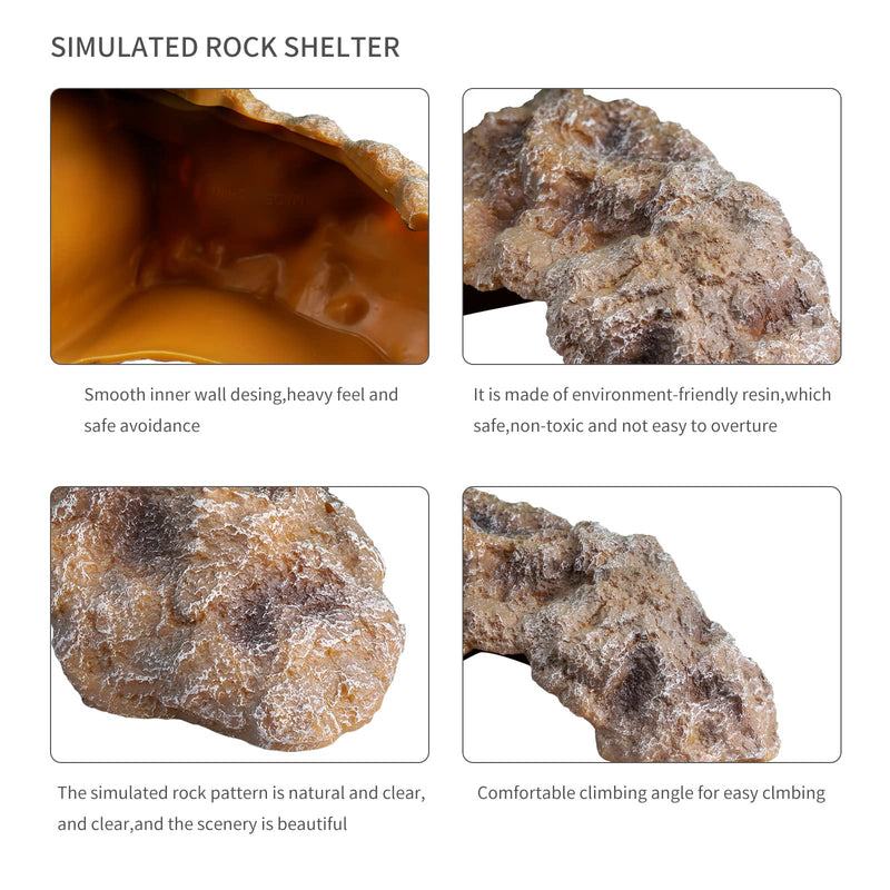 Reptile Hides Large Rock Reptile Cave Hideout Terrarium Habitat Decor Ornament Shelter for Snake Geckos Lizards Bearded Dragon Turtle Frogs Amphibians - BeesActive Australia