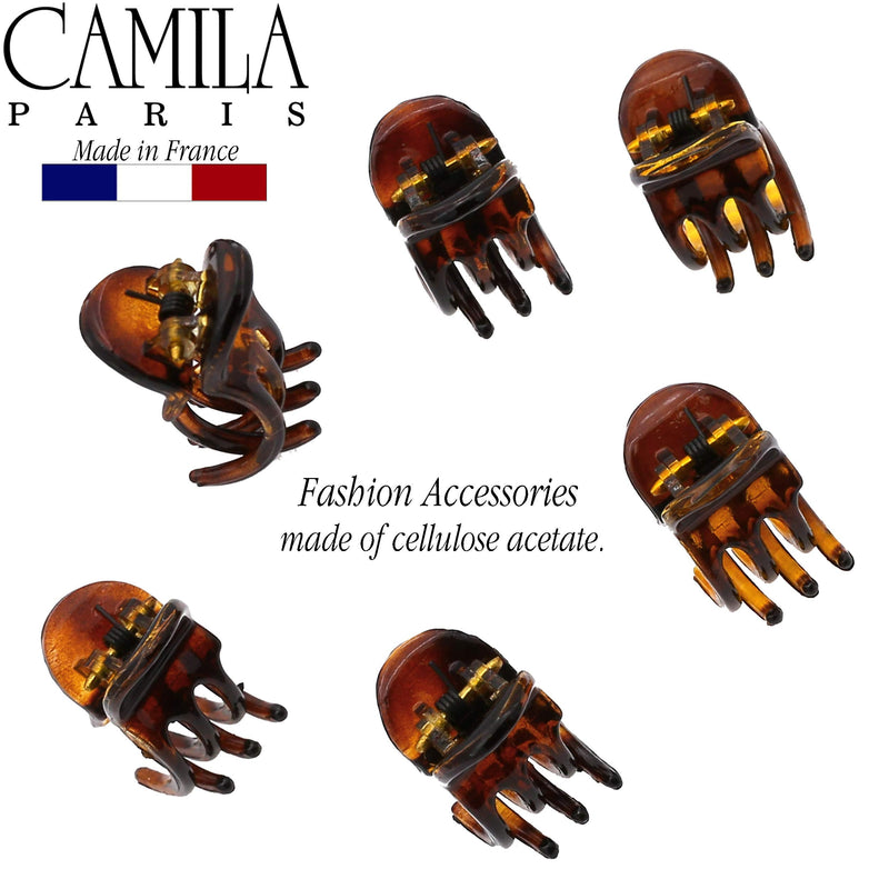 Camila Paris CP2374 French Hair Clip for Women, Set of 6 Extra Small Tortoise Shell Girls Hair Claw Clip Fashion Styling Hair Accessories for Women, Ladies Strong Hold Grip Clamp, Made in France Tortoise Shell 1" - BeesActive Australia