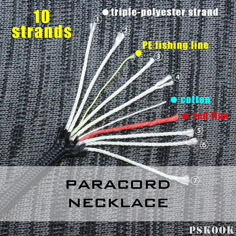 PSKOOK Fire Starter Necklace Survival Gear Firesteel and Striker Kit Paracord Survival Necklace Magnesium Ferro Rod Tool with Tinder Cord Army Green - BeesActive Australia