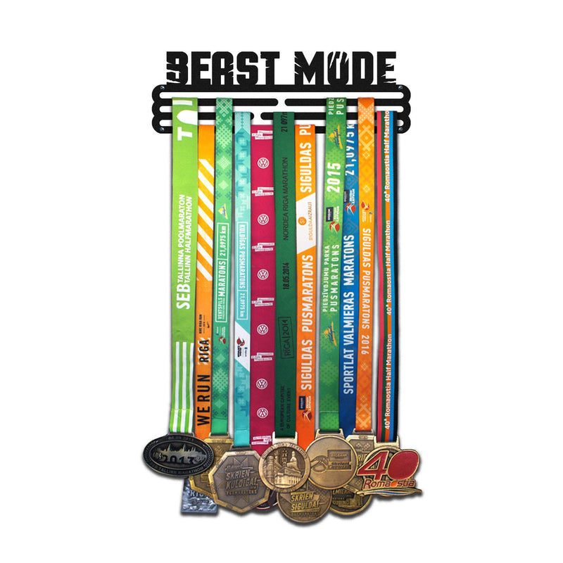 United Medals Beast Mode Sports Medal Display Hanger | Black Powder Coated Steel Holder Rack (3 Hang Bars Up to 30 Medals) | Wall Mount Frame - BeesActive Australia