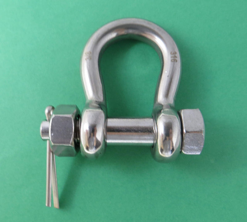 [AUSTRALIA] - Stainless Steel (316) Anchor Shackle 3/8" (10mm) Oversized Bolt Pin Forged US Type Marine Grade 