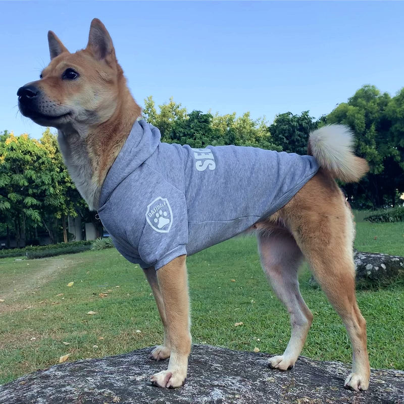 2022 Security Dog Hoodie with Glow-in-The-Dark Prints DAJIDALI Dog Clothes Apparel Winter Sweatshirt Warm Sweater Jacket Coat Hoodie for Small Medium Large Dog Cat 31" Chest Grey - BeesActive Australia