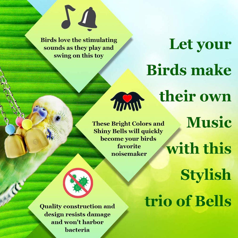 SunGrow Parrot Bell Toy, Galvanized 3 Steel Bells for Cockatiels, Conures, Chicken, Duck & Lovebirds, Jingle Sound - BeesActive Australia