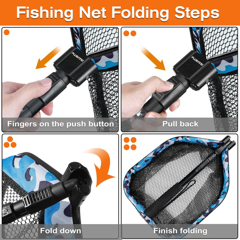 PLUSINNO Floating Fishing Net for Kayak, Steelhead, Salmon, Bass, Trout, Boat Fishing, Rubber Coated Landing Net for Easy Catch & Release, Foldable Telescopic Fishing Net for Freshwater or Saltwater - BeesActive Australia