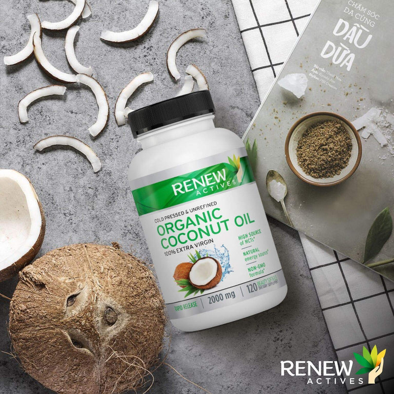 Coconut Oil Capsules for Hair Growth, Radiant Skin & Natural Weight Loss - Unrefined Coconut Oil Rich in MCFA and MCT - 2 Month Supply! - BeesActive Australia