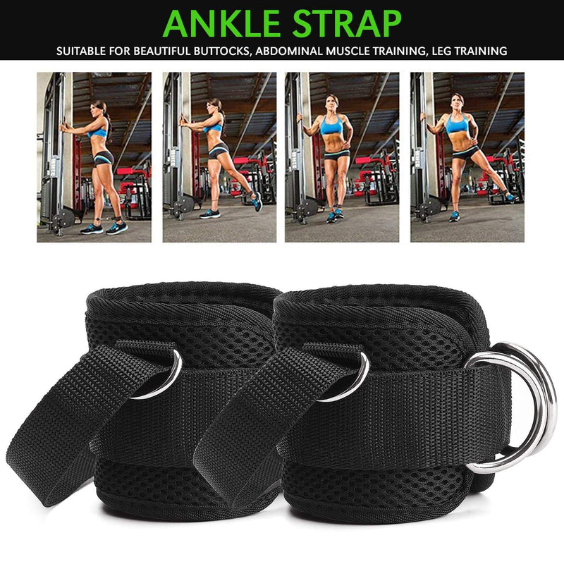 TOBWOLF 1 Pair Ankle Straps, Ankle Cuffs, D-Ring Ankle Cuffs for Cable Machines, Comfortable Workout Ankle Belt, Adjustable Padded Work Out Cuffs for Kickback, Glute Workout, Leg Extension Ankle Straps (With Extra Foot Strap) - BeesActive Australia