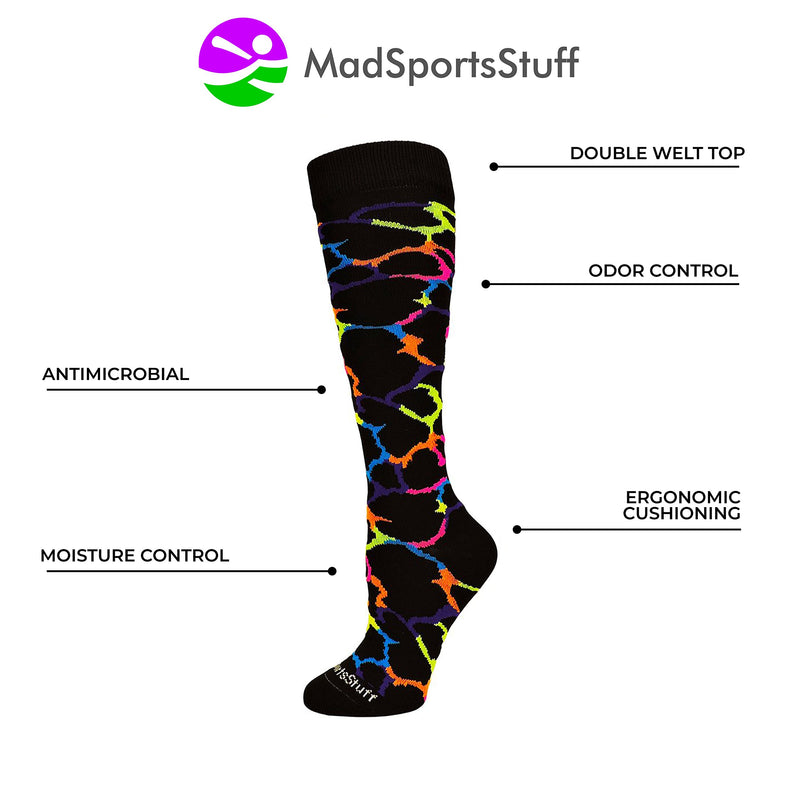 [AUSTRALIA] - MadSportsStuff Giraffe Over The Calf Athletic Socks (Multiple Colors) Multi-neon Giraffe Medium 