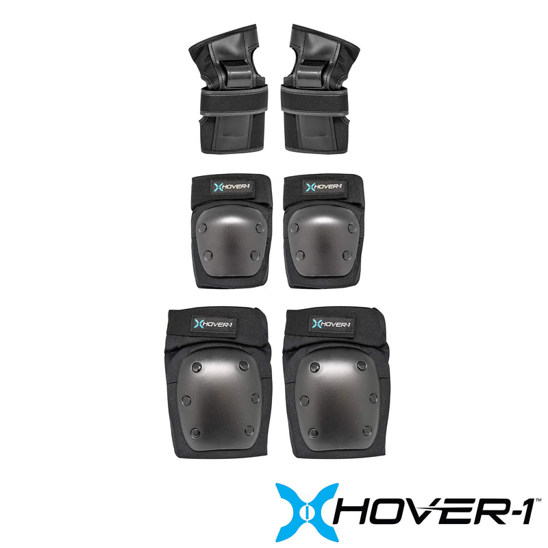 Hover-1 Nylon Protective Elbow Pads | Knee Pads & Wrist Guards, For Ages Above 8, Hard PP Shells Impact Resistance & EVA Foam Padding, Large, Black - BeesActive Australia