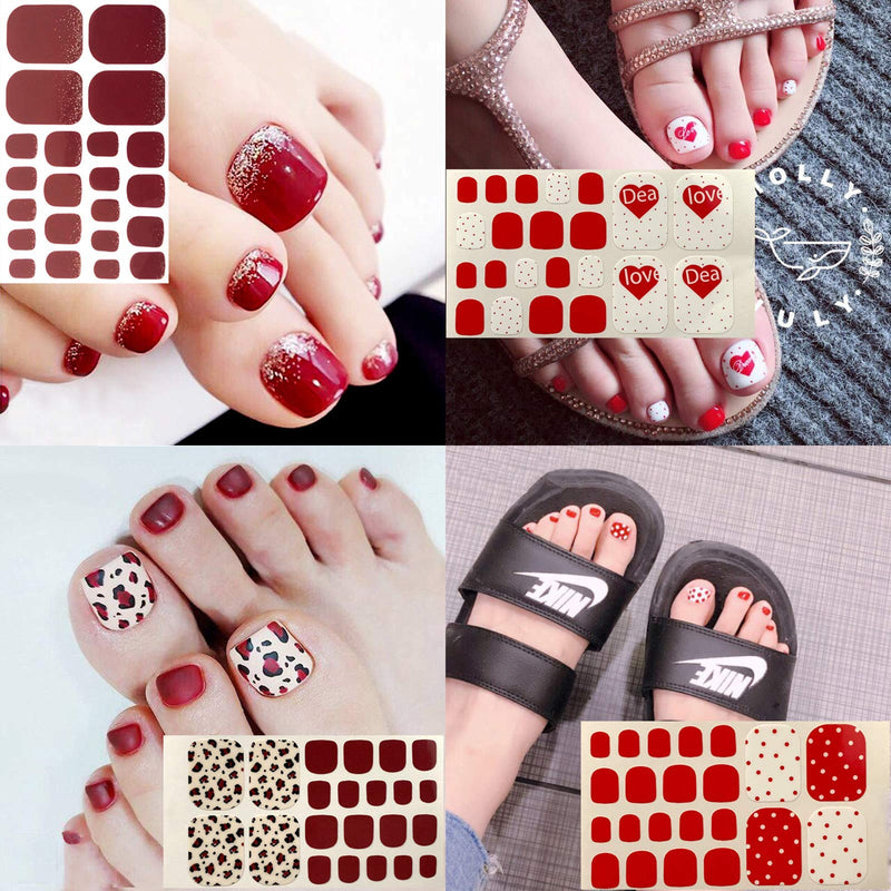 SILPECWEE 20 Sheets Adhesive Toenail Polish Strips Full Wraps Heart Solid Color Nail Art Stickers Decals Manicure Tips for Women 1Pc Nail File NO3 - BeesActive Australia