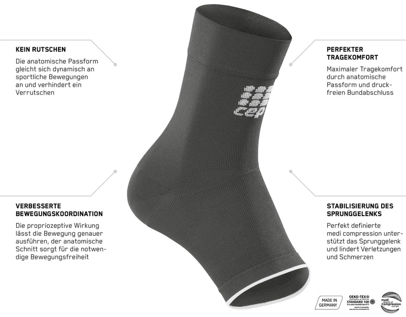 CEP ORTHO ANKLE SLEEVE unisex | Medical compression ankle support in black/grey, size II new - BeesActive Australia