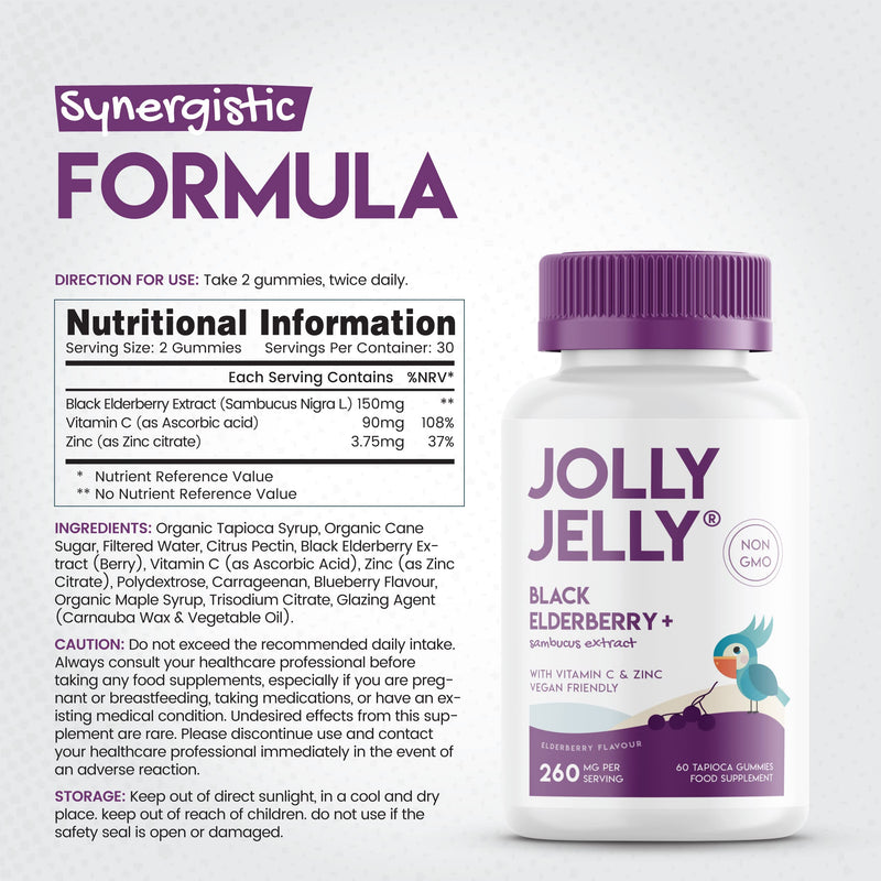 Black Elderberry Extract Gummies - 1500mg Equivalent - Immune Support Wild European Sambucus Extract 10:1- Tapioca Based - Non-GMO, 60 Vegan Gummies. 1 - BeesActive Australia