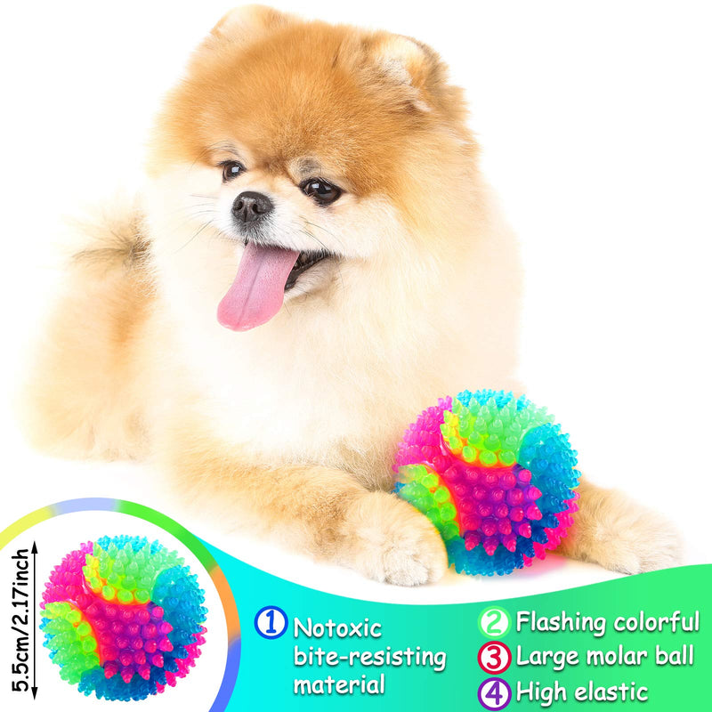 4 Pieces Spiny Light Dog Balls LED Glowing Pet Spiky Ball Flashing Elastic Ball Pet Spiny Balls Molar Ball Interactive Cat Toys for Pets Cats Dogs Chewing Teeth Cleaning, 2.2 Inch Classic Style - BeesActive Australia