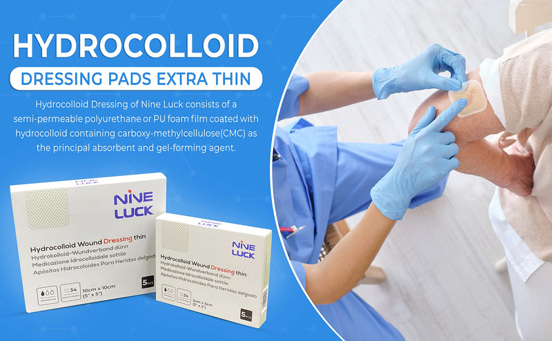 5pcs - 5cm x 5cm Hydrocolloid Wound Dressing Pads with Border - Sterile Waterproof Adhesive Bandages for Wounds - Medical and First Aid Supplies – for Cuts Scratches Burns Pressure Sores e.g. 5x5 cm (Pack of 5) - BeesActive Australia