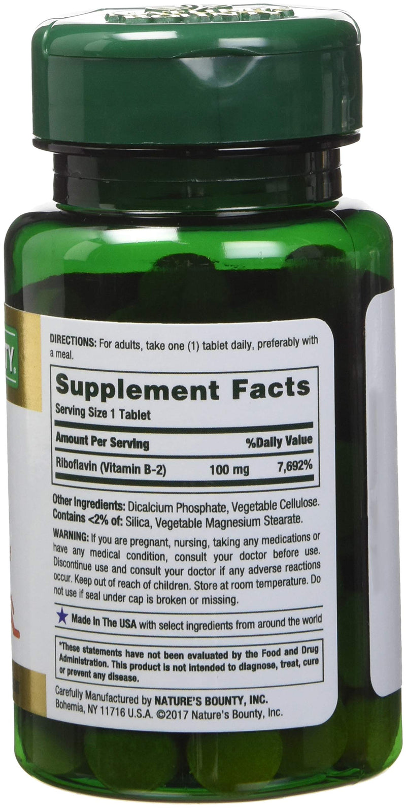 Nature's Bounty Vitamin B-2 100 mg, 100 Coated Tablets (Pack of 4) - BeesActive Australia