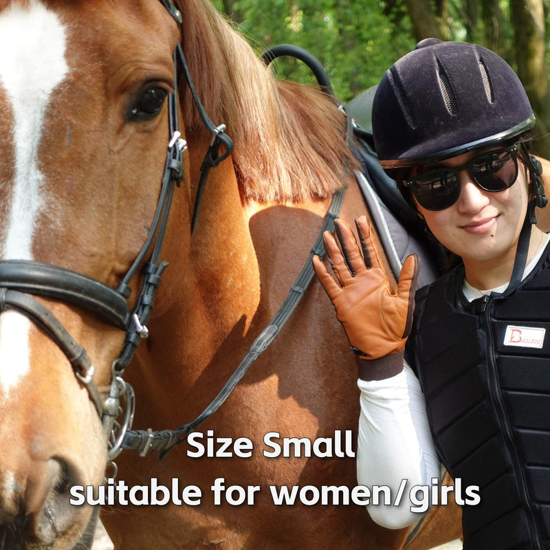 ONNAS 100% Leather Insulated Horse Riding Gloves for Women, Windproof Equestrian Riding Gloves for Ladyies, Breathable Horseback Riding Gloves for Girls Outdoor Cycling Driving Gardening Small Goat Leather Brown - BeesActive Australia
