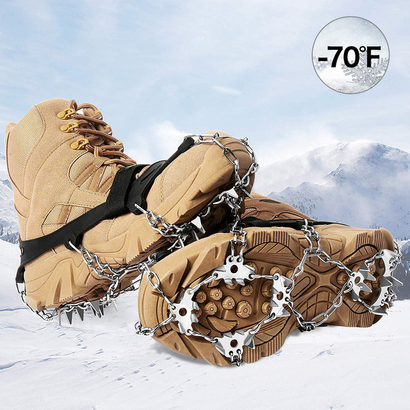 EnergeticSky 24 Spikes Crampons Ice Cleats Traction Snow Grips for Boots Shoes,Anti-Slip Stainless Steel Spikes,Microspikes for Hiking Fishing Walking Climbing Jogging Mountaineering. Black X-Large - BeesActive Australia