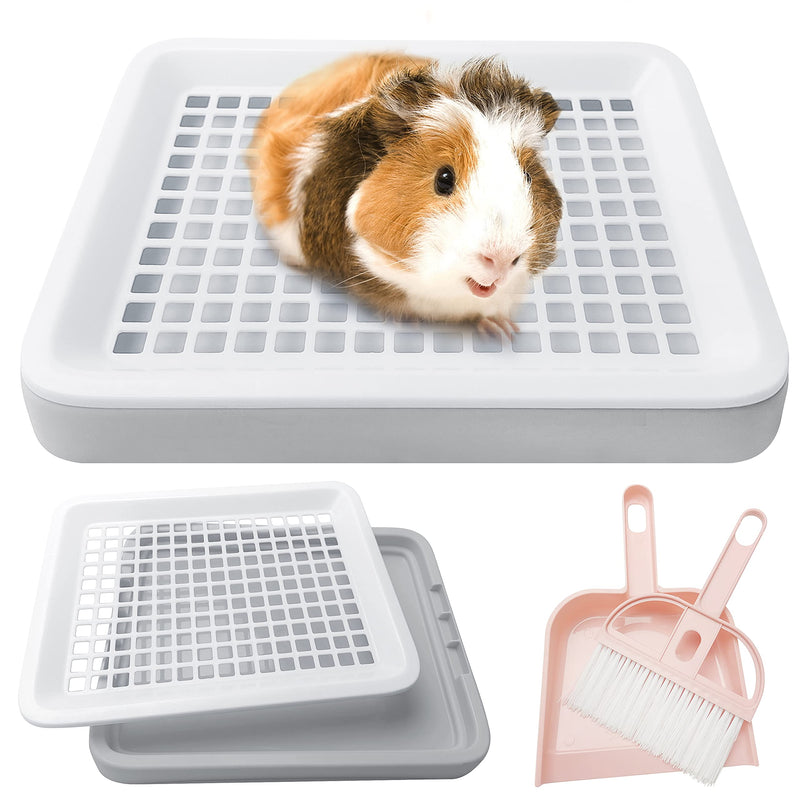 Moan&Miao Guinea Pig Toilet, Small Animal Potty Trainer Corner, Square Rat Litter Bedding Box with Small Broom, Dustpan, Small Pet Litter Toilet for Guinea Pigs, Chinchilla, Ferret,Galesaur, Hamster Grey - BeesActive Australia