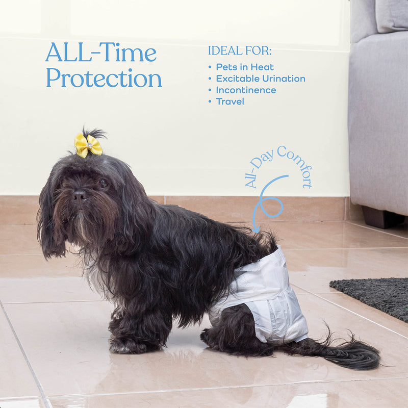 Comfortable Female Dog Diapers - Super Absorbent Disposable Doggie Diapers - FlashDry Gel Technology & Wetness Indicator - Leakproof Diapers for Dogs in Heat, Excitable Urination, Incontinence Small 24.0 - BeesActive Australia