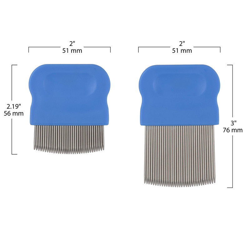 EZY DOSE Head Lice Combs Pack of Two Short Long Pin Combs for Head Lice Treatment Nit Free Comb, Blue, 1 count 1 Short Pin, 1 Long Pin Comb - BeesActive Australia