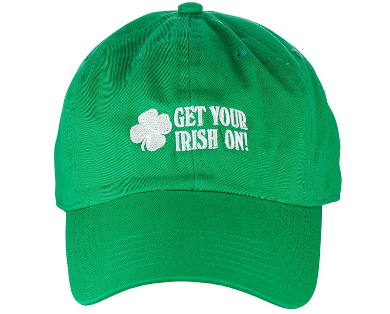D&Y St. Patrick's Day Embroidered Quote Lucky Clover Low Profile Baseball Cap Get Your Irish On, Green - BeesActive Australia