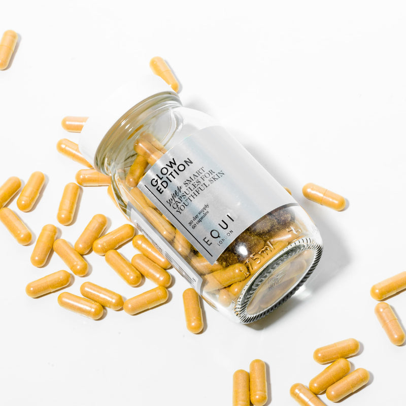 Equi - Glow Edition - 30 Day Multivitamin Capsules - Anti-Aging, Brightening Skin Supplement - Collagen Synthesis - Fights Wrinkles & UV Damage - Resveratrol, Bilberry, Turmeric, Pine Bark Extract Glow Edition Capsules - BeesActive Australia