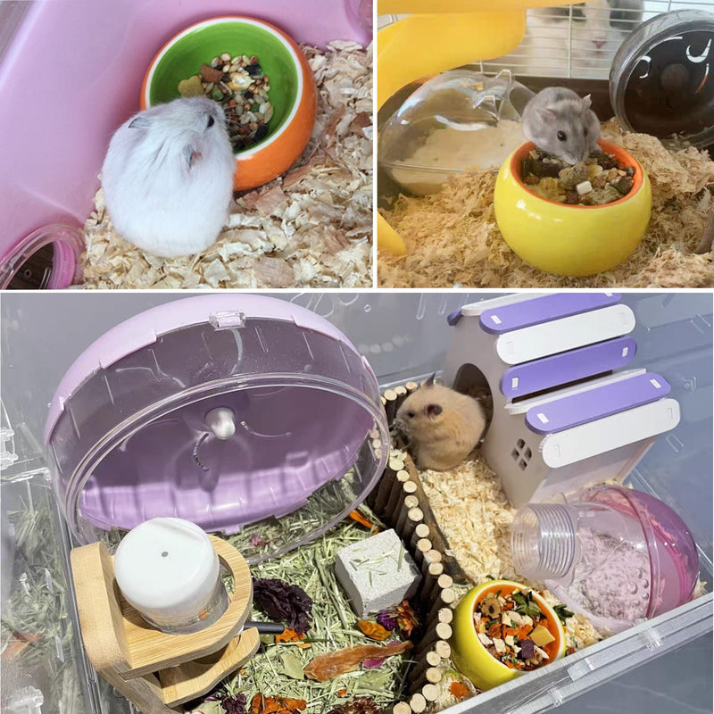 JSLZF Hamster Bowl Hamster Food Dish Ceramic Small Animal Bowl Prevent Knocking Over, Food Splashing and Chewing Feeding Dish for Gerbil Chinchilla Rat Ferret Hedgehog (3 PCS) 3.1x1.6in - BeesActive Australia