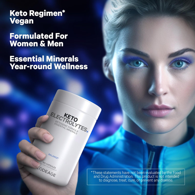 Keto Electrolytes Supplement – Vegan Electrolyte Tablets w Magnesium, Potassium, Calcium & Salt - Electrolyte Powder Salt Pills & Drink Hydration Supplements – Non-GMO, Keto Diet -180 Capsules - BeesActive Australia
