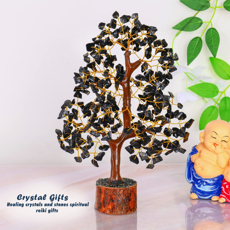 YATHABI Black Tourmaline Golden Wire Handmade Gemstone Tree Feng Shui Bonsai for Attracting Positive Energies Chakra Balancing Aura Cleansing Crystal Healing Home D�cor Size Approx. 10-12 Inch� - BeesActive Australia