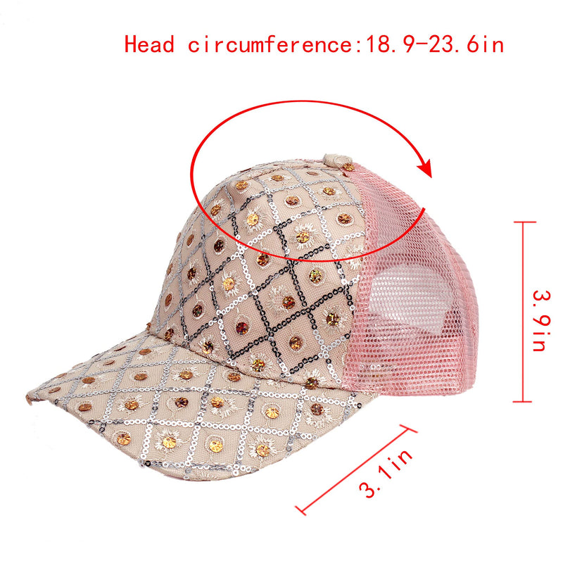 LABANCA Glitter Sequin Baseball Cap Hat Adjustable Mesh Caps Baseball Party Hat for Women and Girls 06200 Pink - BeesActive Australia
