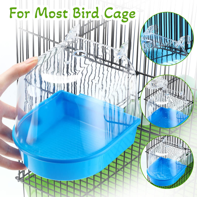 3 Pieces Clear Bird Bath for Cage Parakeet Bird Cage Accessories Hanging Bird Bath Box Parrot Bird Bathing Tub with Clear View for Small Birds Cockatiel Conure Canary Budgies Parrots Blue Green White - BeesActive Australia