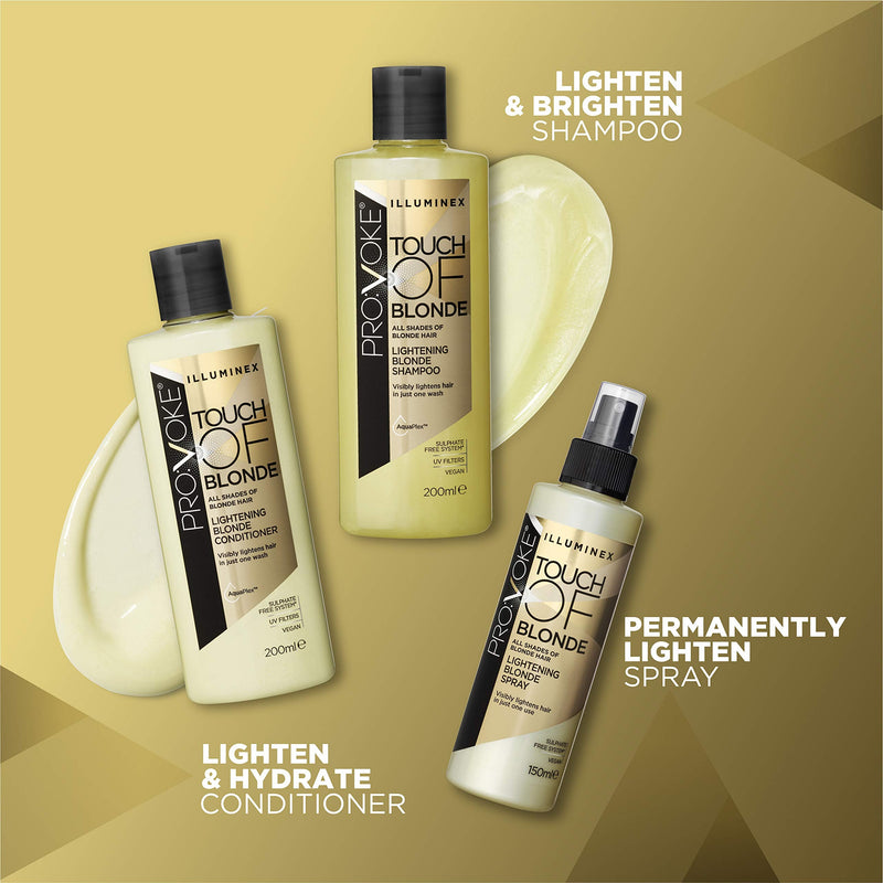 PROVOKE Illuminex Touch of Blonde Lightening Blonde Shampoo and Conditioner Duo Pack 200 ml, For Warm Blonde & Highlighted Blonde Hair - BeesActive Australia
