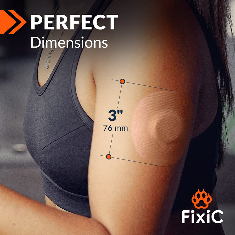 Fixic Freestyle Adhesive Patch 25 PCS – Good for Libre 1, 2, 3 – Enlite – Guardian – NO Glue in The Center of The Patch – Pre-Cut Back Paper – Long Fixation for Your Sensor! (Tan) Tan - BeesActive Australia