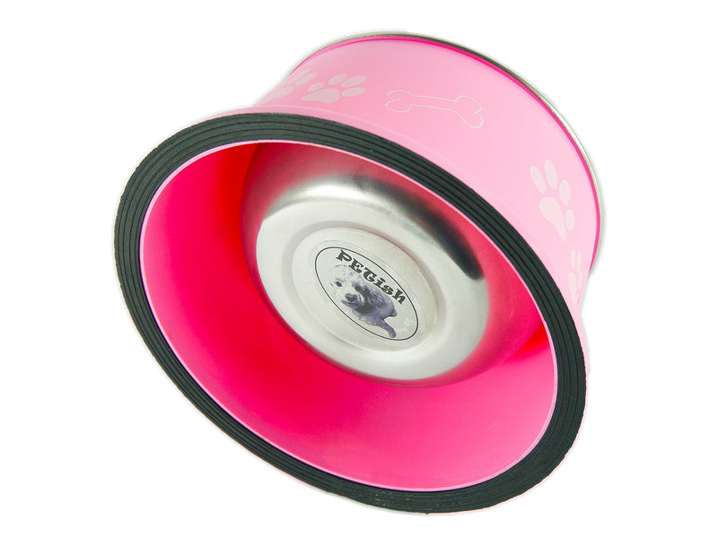 PETish Spaniel Bowl for Long Ear Dog - Ergonomic Personalized Custom Design Bowls, NO Tip Stainless Dish Medium ( 17oz - 6.3 x 5.3 x 3.0inch ) Candy Pink - BeesActive Australia
