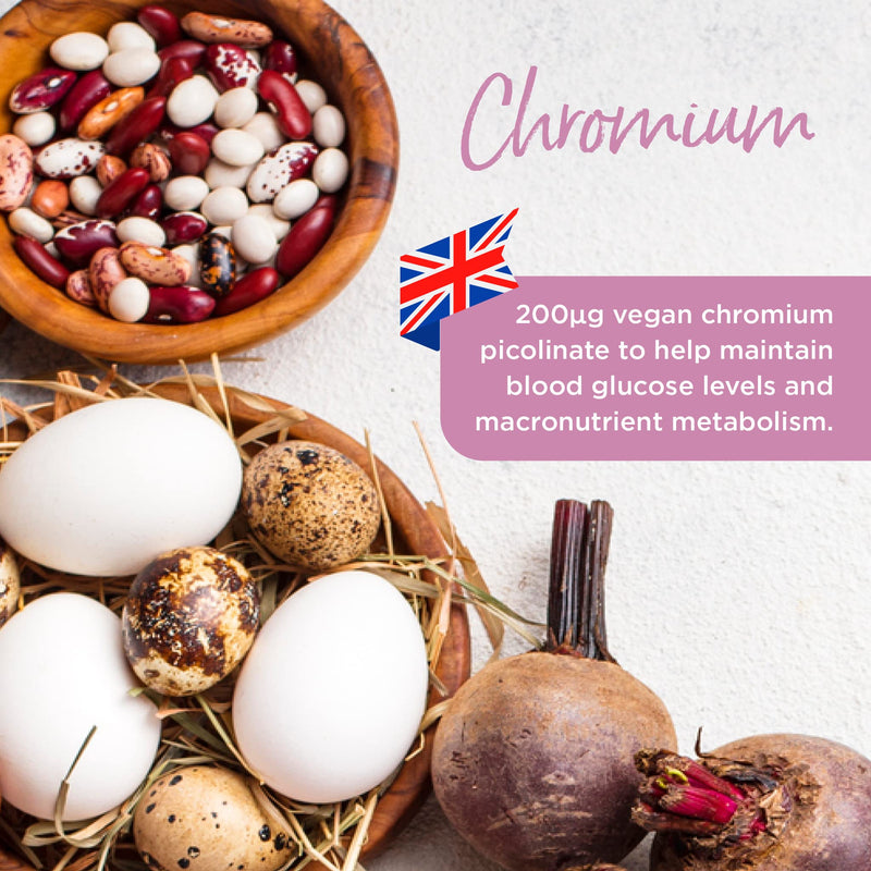 Healthspan Chromium | 360 Tablets | 200µg Vegan Chromium Picolinate | Easy to Absorb | Vegan - BeesActive Australia