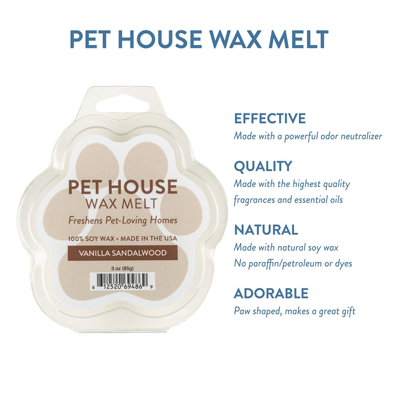 One Fur All 100% Natural Soy Wax Melts, Pack of 2 by Pet House – Long Lasting Pet Odor Eliminating Wax Melts Non-Toxic, Dye-Free Unique, Made in USA Vanilla Sandalwood 2 Pack - BeesActive Australia