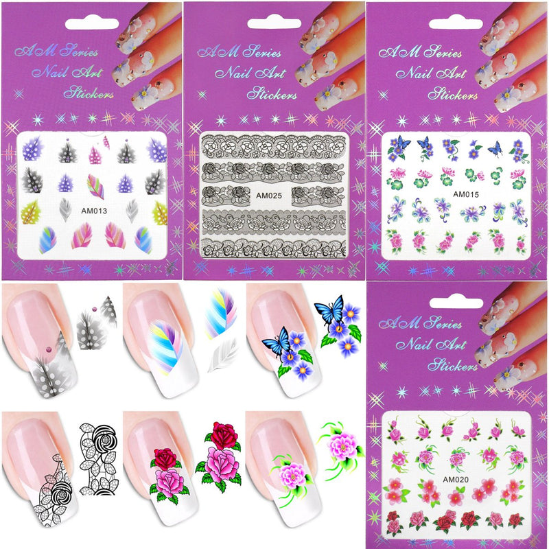 6 Pcs Random Colors Glass Nail Files Nail Art Design Nail Sanding Shaper Manicure Kit Crystal Filing Tool Set 4 Sheets Nail Art Stickers (LIFE013i) LIFE013i - BeesActive Australia