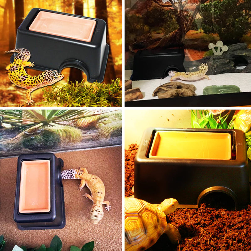 Hamiledyi Reptile Hide Box Gecko Hideout Cave with Sink Humidifier Lizards Hideaway Hut Flexible Leaves Pet Habitat Decor for Snakes Leopard Spiders Turtles Amphibians - BeesActive Australia