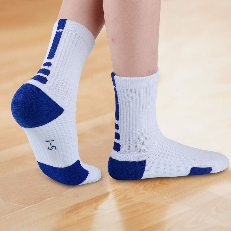 JHM Kids Athletic Sport Sockcs Team Basketball Soccer Crew Socks For Ages 4 to 16 4 Pairs Color#1 12-16 Years - BeesActive Australia