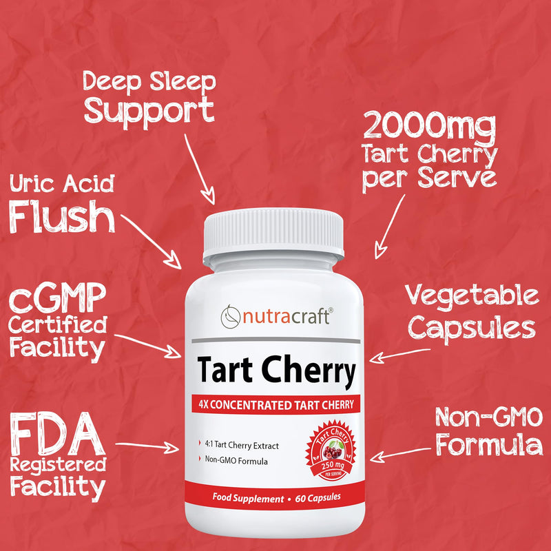 #1 Tart Cherry Extract | 2000mg 4:1 Concentrated Tart Cherry | Uric Acid Cleanse & Sleep Support | No Fillers or Additives | 1 Month Supply (Non-GMO) - BeesActive Australia