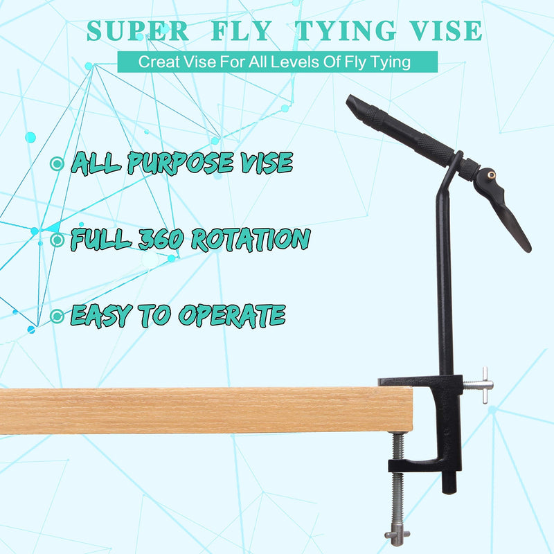 FUSIGO 360° Rotation Fly Tying Vise, Rotary Fly Fishing Lure Tools DIY Tool for Hooks Jigs Teasers - BeesActive Australia