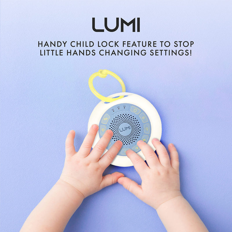 LUMI | Portable White Noise Machine Baby | 26 Sleep Sounds & 7 Colour Baby Night Light | 55 Hours Battery Life | Child Lock | 30, 60, 90 Minute Timer | Sleep Sound Machine Baby | White Noise Sleep Aid - BeesActive Australia