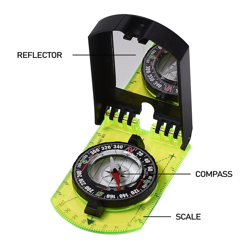 Sighting Compass Mirror Adjustable Declination - Boy Scout Compass Hiking Survival - Map Reading Compass Orienteering - Mirror Compass Hunting Fishing - Military Compass Waterproof Backpacking Camping Compass A - BeesActive Australia